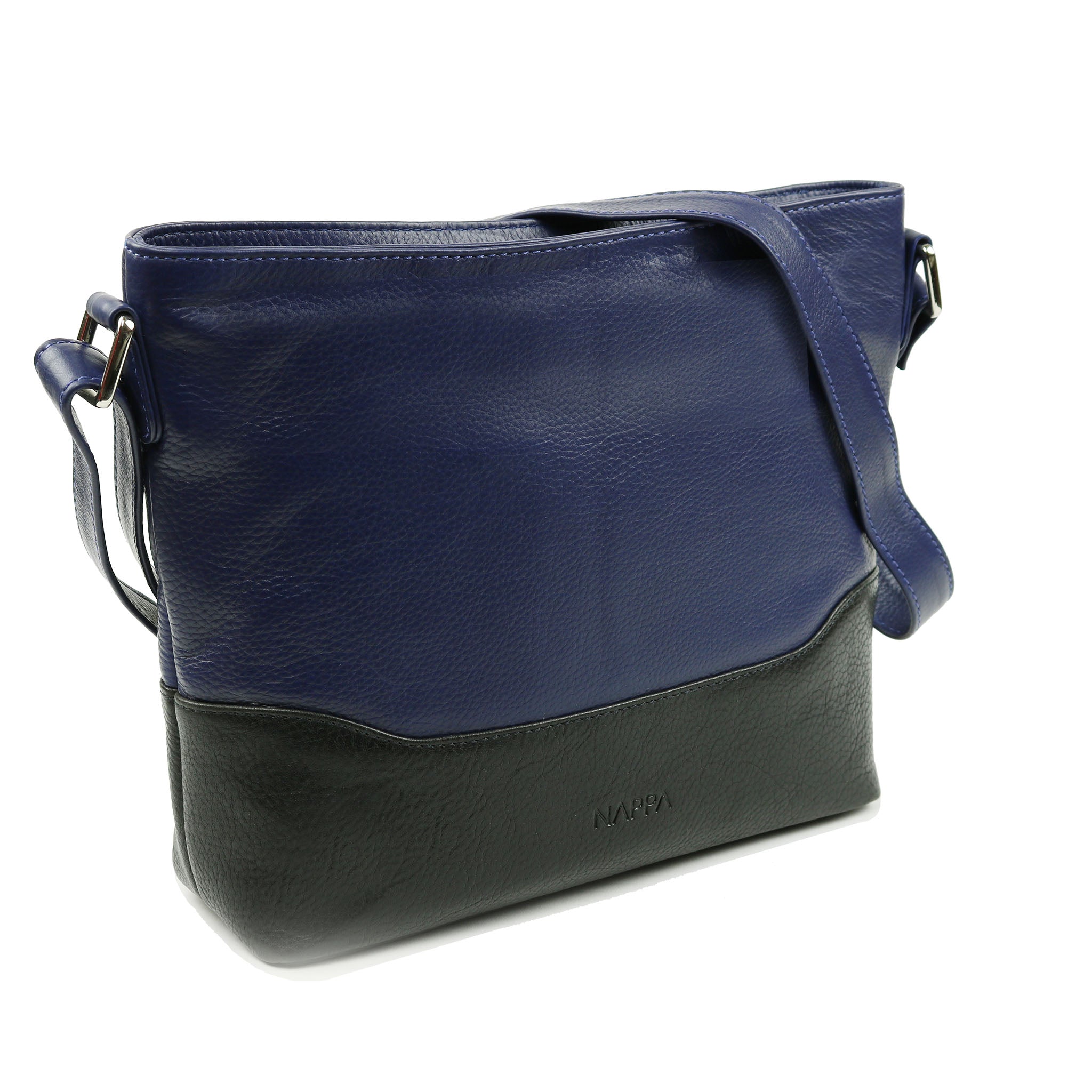 Navy on sale leather bag